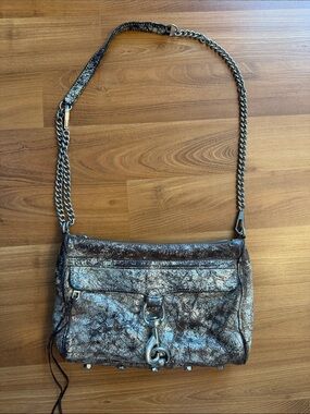 Rebecca Minkoff Metallic Crackle Silver Crossbody